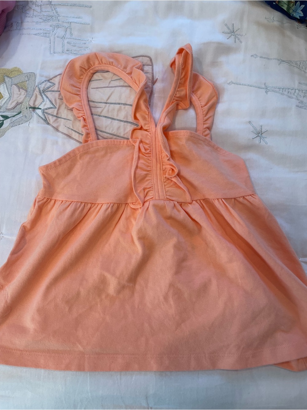 Janie and Jack Peach Ruffle-Front Tank Top